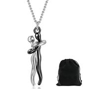 SCJJZ Collier câlin affectueux pour couple Saint Valentin Embrace Chain Couple Snuggle Hug Pendentif Collier, Couple Hugging Pendentif Love Snuggle Hug Bijoux Cadeau Avec sac de rangement,Style B