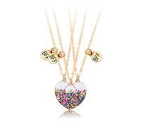 SCJJZ collier d'amitié pour 3 fille,collier d'amitié,collier bff,collier amitié,collier meilleure amie,BFF bon ami costume aimant cadeau d'anniversaire de copines pour trois personnes