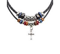 SCJJZ collier homme,bijoux homme,colliers pour homme,pendentif homme,collier fossil homme,Collier en cuir pour homme, collier pour homme avec pendentif de personnalité croisée