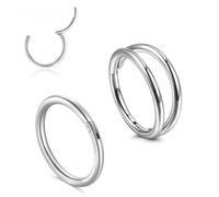 SCJJZ Piercings anneaux,Bijoux de perçage en acier inoxydable 316L, anneau de nez, cerceau ouvert, boucles d'oreilles sans couture (2 pièces argentées)
