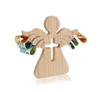 SCJJZ Pince à billets,Ange Gardien en Bois Ange en Bois Decoration Ange de Poche Souvenirs de Baptême pour Cadeau de Baptême,Figurines d'ange en Bois avec Gravure pour Baptême Ange Sculpture