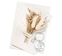 SCJJZ Porte adeau avec Enveloppe et Fleurs Séchées,Style B | Cadeau d'anniversaire,Porte-clés porte-bonheur,Cadeau de rétablissement,Petit cadeau pour femme, petite amie, sœur, maman