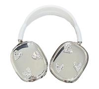 SCJLSDA Coque pour Airpods Max, design 3D en forme de cœur en argent galvanisé, pour femmes, écouteurs de style dessin animé, protection pour AirPods Max