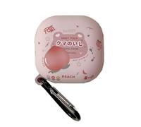 SCJLSDA Coque pour Samsung Galaxy Buds Fe, compatible avec Buds 2 Pro/2/Pro/Live, joli motif de fruits kawaii, coque de protection en silicone avec boutons pour femmes et filles (pêche juteuse)