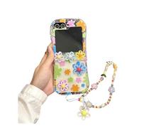 SCJLSDA Coque transparente pour Samsung Galaxy Z Flip 6 - Motif floral 3D kawaii - Pour filles - Jolie coque de protection transparente avec bracelet (fleur)