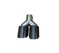 SCKCPNHNPP Embout Silencieux Embout Buse D'échappement Universel en Forme Y 1 Pièce en Acier Inoxydable Double Sortie Gorge en Fibre Carbone Double Embout Échappement(L 63mm IN-101mm Out)