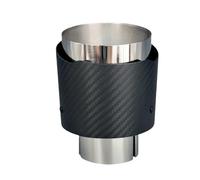 SCKCPNHNPP Embout Silencieux Embout Universel Buse D'échappement en Acier Inoxydable en Fiber Carbone Brunissage Simple Sergé Mat Gorge Queue Voiture 1 Pièces Double Embout Échappement(63.5mm-89mm)
