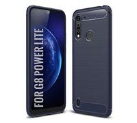 SCL Coque compatible avec Moto G8 Power Lite, coque de protection en gel effet fibre de carbone, anti-rayures, anti-collision, compatible avec Moto G8 Power Lite