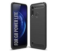 SCL Coque de protection pour Moto G8 Power Lite Motorola G8 Power Lite, [Noir] Coque de protection au design exquis en carbone avec technologie d'absorption des chocs et anti-rayures