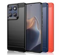 SCL Coque de protection pour Motorola Edge 60 et Edge 60 Fusion - Texture brossée antidérapante avec design en fibre de carbone - Housse de protection antichoc en TPU souple - Noir