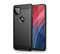 SCL Coque de téléphone pour Motorola One 5G ACE - Texture brossée antidérapante avec design en fibre de carbone - Coque de protection antichoc en TPU souple pour Moto One 5G ACE - Noir