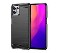 SCL Coque pour Moto Edge 20 Lite - Noir - Effet fibre de carbone - Protection antidérapante - Anti-rayures - Anti-collision - Compatible avec Motorola Edge 20 Lite, BLACK-CF-CASE