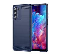 SCL Coque pour Moto G200 - Bleu - Effet fibre de carbone - Protection antidérapante - Anti-rayures - Anti-collision - Compatible avec Motorola Moto G200