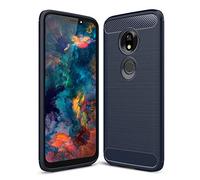 SCL Coque pour Moto G7 Power Coque pour Moto G7 Power Coque, Texture en Fibre de Carbone Brossée, Technologie Anti-Rayures et D'absorption de Chocs - Bleu