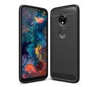 SCL Coque pour Moto G7 Power - Fibre de Carbone Brossée, Anti-Rayures et D'absorption de Chocs - Noir