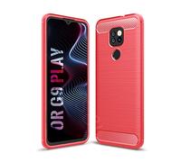 SCL Coque pour Moto G9 Play Coque pour Moto G9 Play Coque, Texture en Fibre de Carbone Brossée, Technologie Anti-Rayures et D'absorption de Chocs - Rouge