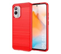 SCL Coque pour Nokia X30 5G Coque Nokia X30 5G Coque [Rouge] Effet Fibre de Carbone Gel Grip Protection [Anti-rayures] [Anti-collision] Coque Compatible avec Nokia X30 5G