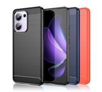 SCL Coque pour OPPO Reno13 F 5G - Texture brossée antidérapante avec design en fibre de carbone - Coque de protection antichoc en TPU souple pour OPPO Reno13 F - Noir