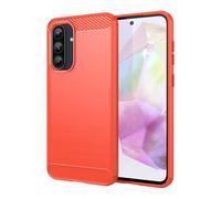 SCL Coque Samsung Galaxy A56 5G - Texture brossée antidérapante avec design en fibre de carbone - Protection antichoc en TPU souple pour Samsung A56 5G - Rouge