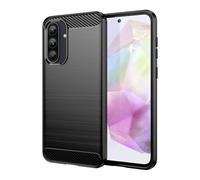 SCL Coque Samsung Galaxy A56 5G - Texture brossée antidérapante avec design en fibre de carbone - Protection antichoc en TPU souple - Noir