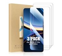 SCL Crystal Clear Series Lot de 3 films de protection d'écran en verre trempé pour POCO F7 Pro et POCO F7 Ultra, compatible avec les coques, 9H