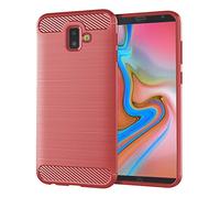 SCL Samsung Galaxy J6 Plus Coque, Samsung Galaxy J6 Plus Coque de Protection en Fibre de Carbone série exquise avec Technologie Anti-Rayures et d'absorption de Chocs pour Samsung Galaxy J6 Plus-Rouge