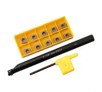 SCLCR Barre d'alésage solide indexable pour tour, outil de tournage pour droitier avec inserts en carbure CCMT, porte-outil de travail des métaux en acier au carbone