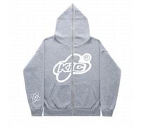 SCLEROPAGES Veste zippée Y2K Hoodies Vintage Veste demi-saison Manteau surdimensionné Veste à capuche Impression Lettre Fermeture éclair Unisexe Harajuku Gothique Streetwear années 90 E-Girl Top, gris