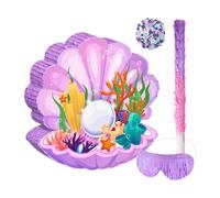 Sclmgo 4 Pièces Pinata Coquillage Activité Ludique Ornement Festif Jouet à Casser Kit Complet avec Confettis Colorés Adapté pour Les Événements Familiaux et
