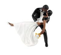 Sclmgo Décorations de Gâteaux de Mariage élégantes avec Figurines Miniatures de Mariés et de Mariées, noir