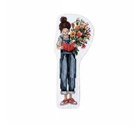 Sclmgo Marque-page Broderie Point de Croix Projet Créatif Coton Fil Résistant Accessoire Livre Assemblage Artisanal pour Collectionneurs Séances de, Fille Lisant Avec Un Bouquet De Fleurs