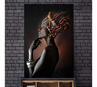 SCLSDF Impression de Photo sur Toile Tableau Femme Africaine sur De Femme Noire 50X70cm Tableaux Décoration Murale -Déco Salon et Chambre