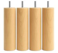 SCM Créations Pieds de Lit et Sommier à Visser 30 cm Hêtre Naturel - Bois Massif - Lot de 4 Pièces - Diamètre 6 cm - Filetage M8