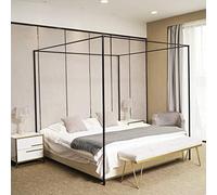 SCMTY WMNC003 Cadre de lit en métal avec auvent épais en spirale pour lit king size en acier inoxydable à quatre coins pour lit en métal et bois (type 2 noir)