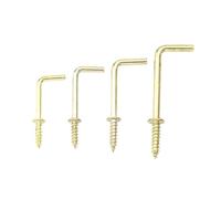 SCMYZLYD Crochets à Angle droit, Self Tapping Right Angle Screw-In Hooks Carbon Steel Gold Multiple Sizes Pack Of 30(5/8")