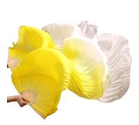 SCMYZLYD Éventails pour Danse Orientale, StyleSilk Fan Longs en Soie véritable Faits à la Main Couleur dégradée(9,L 180x90 Real Silk)