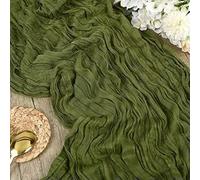 SCMYZLYD Nappe Semi Transparente Chemin de Table en Gaze Terre Cuite Orange brûlé, décorations rustiques bohèmes(Army Green)