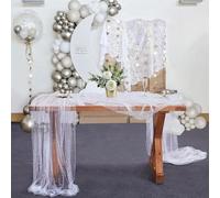 SCMYZLYD Nappe Semi Transparente Chemin de Table en Tulle Blanc, Nappe perlé, Blanche, Voile Mariage(White,75x600cm)