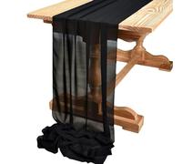 SCMYZLYD Nappe Semi Transparente Chemin de Table Rose en Gaze Transparente, Style Vintage, décoration for fête d'anniversaire, gâteau(Black,30x300cm)