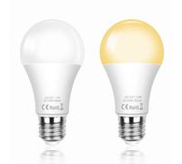 SCNNC Ampoule Capteur Crépusculaire E27 LED 12W 220V A60, 1200LM Blanc Chaud 3000K, Remplace 100-120W, Auto On/Off Ampoule Détecteur Crépusculaire E27 pour Corridor Jardin Véranda Escalier, Lot de 2