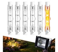 SCNNC Ampoule Halogène R7s 78MM 80W 230V Dimmable 1400LM Blanc Chaud 2700K, Projecteur Ampoule Halogène Linéaire R7S J78 Crayon Halogen Tab pour Éclairage Paysager Travail Sécurité, 6 Pièces
