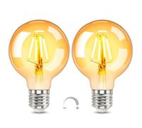 SCNNC Ampoule LED E27 Vintage Dimmable 4W G80 220-240V 400LM Blanc Chaud | Équivalent Incandescence 40W, Ampoule LED Filament Décorative E27 Ambré Rétro pour Café, Restaurant, Lot de 2