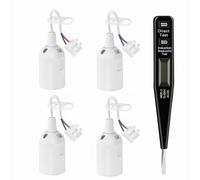 SCNNC Blanc Douille de Chantier Ampoule E27 avec Testeur de Phase, 4A 250V Max.60W Douille Support d'ampoule avec Câble, E27 Douille de Rénovation pour Chantier Suspension Bâtiment, 4 Pièces
