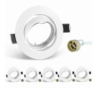 SCNNC Projecteurs Spot Encastrable GU10 Set Cadre Avec Douille Céramique GU10, Blanc Rond Cadre de Montage Spot LED GU10 Orientable A 30°, Cadre Spot Encastrable pour Spots de Plafond, Lot de 6
