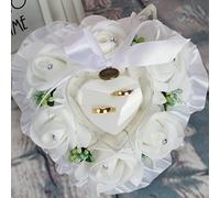 Scnvsi - boîte à bagues en Forme de cœur, Coussin d'oreiller, Fleur de Rose, boîte à bagues de Mariage, Cadeaux de Mariage, 15x9CM