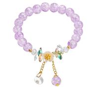 Scnvsi Bracelet à Fleurs colorées Bracelet élastique pour Femme Bracelet de Perles Bijoux de Poignet Parfait pour Cadeau de fête de Mariage