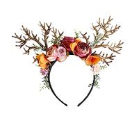 Scnvsi Cerceau de cheveux en forme de bois de fleur de noël, mignon lavage du visage, élastique pour cheveux, Costume de fête de noël, couvre-chef pour adolescents