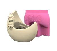 Scnvsi Moon Girl Moules en silicone pour pots de fleurs, porte-stylos, résine époxy, décoration d'intérieur, outil de fabrication de gypse pour travaux manuels