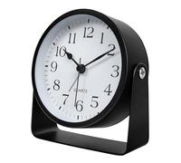 SCOAGE Petit réveil analogique de bureau alimenté par piles - Mini horloge de chevet en métal avec décoration de table d'appoint lumineuse - Réveil mignon du milieu du siècle pour les personnes qui