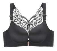 SCOCCA Femmes Grande Taille sans Armature Push Up Soutien-Gorge sans Couture Fermeture Avant Dentelle Papillon Beauté Dos Soutien-Gorge Quotidien Soutien Élevé